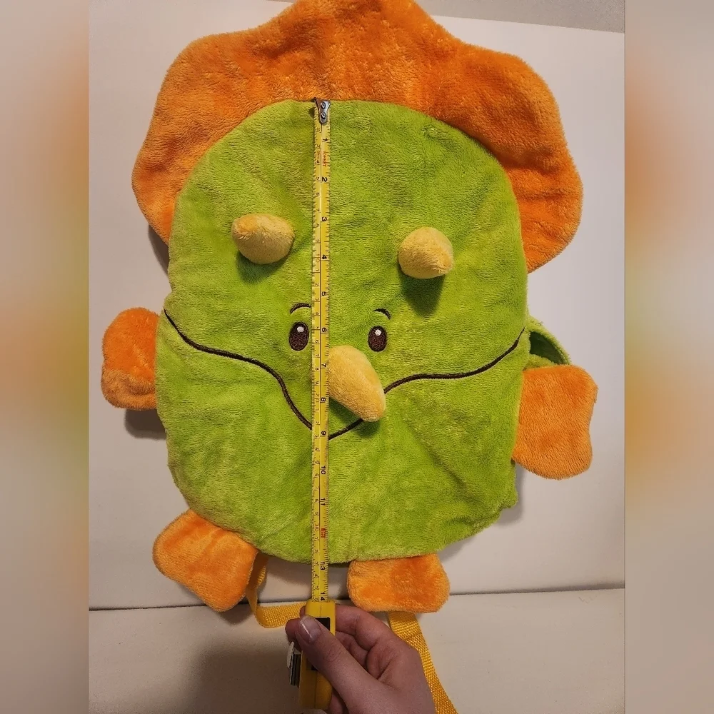 18” Animal Adventure Green and Orange Triceratops Backpack